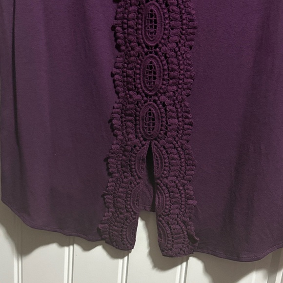 Daniel Rainn Plum Crochet Accent Blouse - Picture 8 of 9